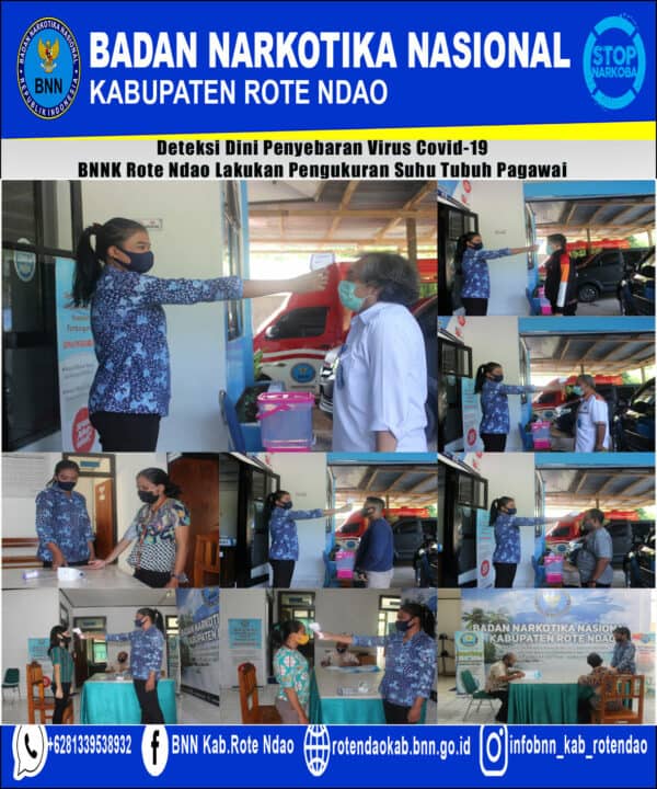 Deteksi Dini Penyebaran Virus Covid-19, BNNK Rote Ndao Melakukan Pengukuran Suhu Tubuh Pegawai