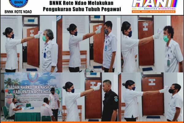 Deteksi Dini Penyebaran Virus Covid-19 di Era New Normal, BNNK Rote Ndao Melakukan Pengukuran Suhu Tubuh Pegawai
