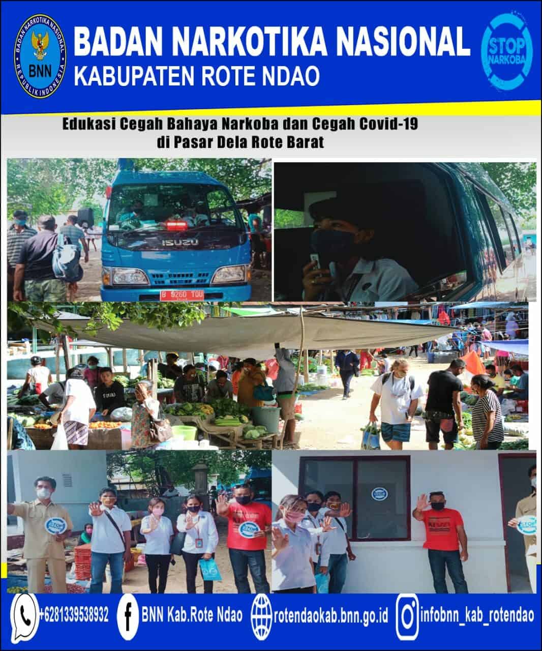 Edukasi Cegah Bahaya Narkoba dan Cegah Covid-19 di Pasar Delha Rote Barat Edukasi Cegah Bahaya Narkoba dan Cegah Covid-19 di Pasar Delha Rote Barat