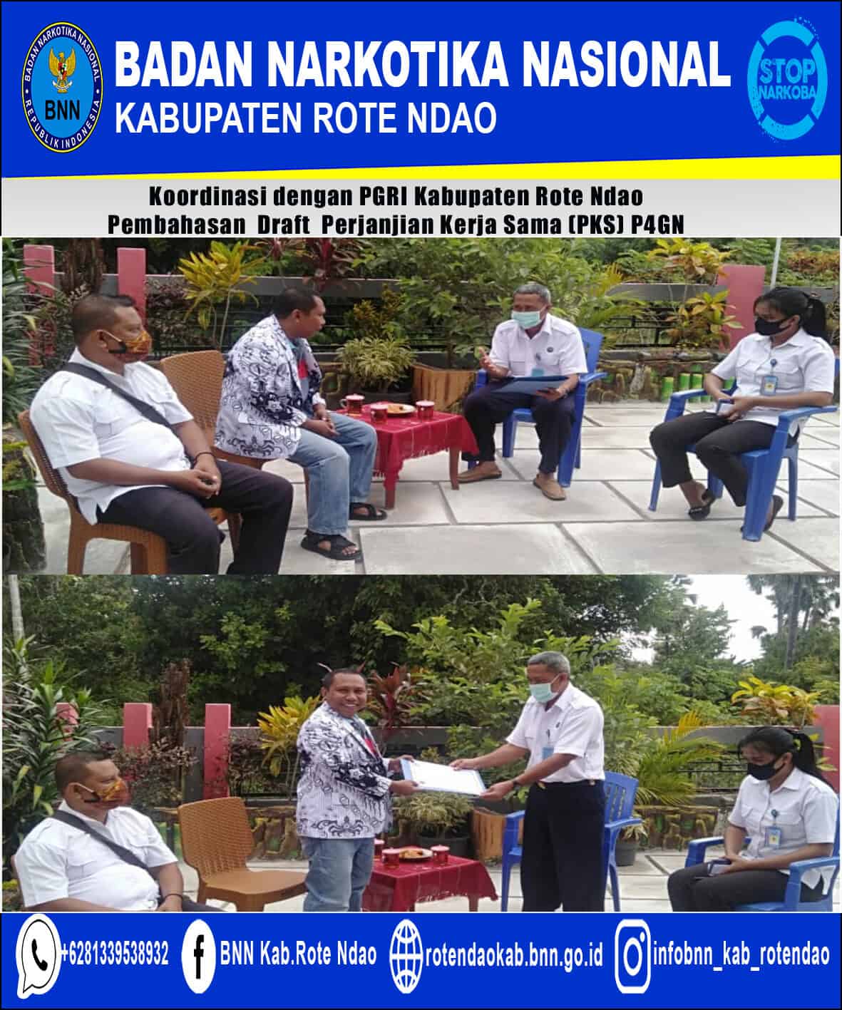 Koordinasi Dengan Organisasi PGRI Kabupaten Rote Ndao Pembahasan Draft Perjanjian Kerja Sama (PKS) P4GN Koordinasi Dengan Organisasi PGRI Kabupaten Rote Ndao Pembahasan Draft Perjanjian Kerja Sama (PKS) P4GN
