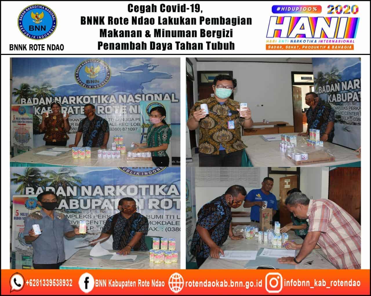 Cegah Covid - 19, BNNK Rote Ndao Melakukan Pembagian Makanan dan Minuman Bergizi Penambah Daya Tahan Tubuh Kepada Pegawai Cegah Covid – 19, BNNK Rote Ndao Melakukan Pembagian Makanan dan Minuman Bergizi Penambah Daya Tahan Tubuh Kepada Pegawai