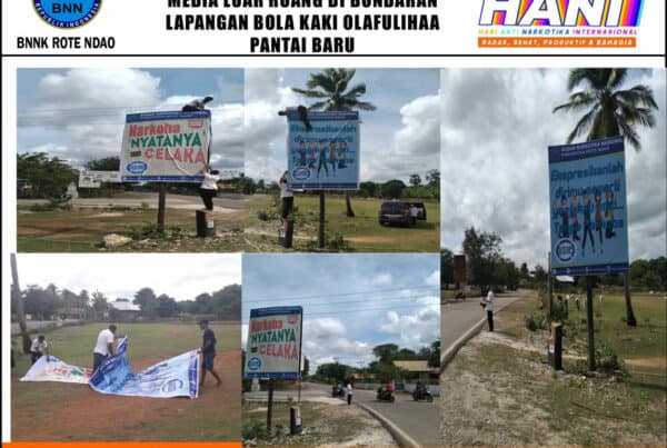 Diseminasi Informasi P4GN Melalui Media Luar Ruang di Bundaran Lapangan Bola Kaki Olafulihaa Pantai Baru