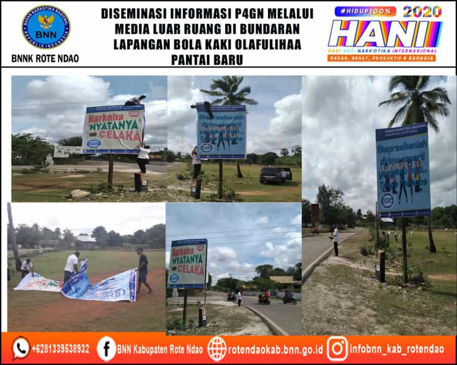 Diseminasi Informasi P4GN Melalui Media Luar Ruang di Bundaran Lapangan Bola Kaki Olafulihaa Pantai Baru