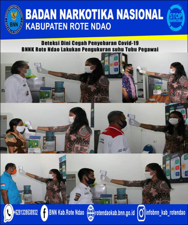 Deteksi Dini Penyebaran Virus Covid-19, BNNK Rote Ndao Melakukan Pengukuran Suhu Tubuh Pegawai