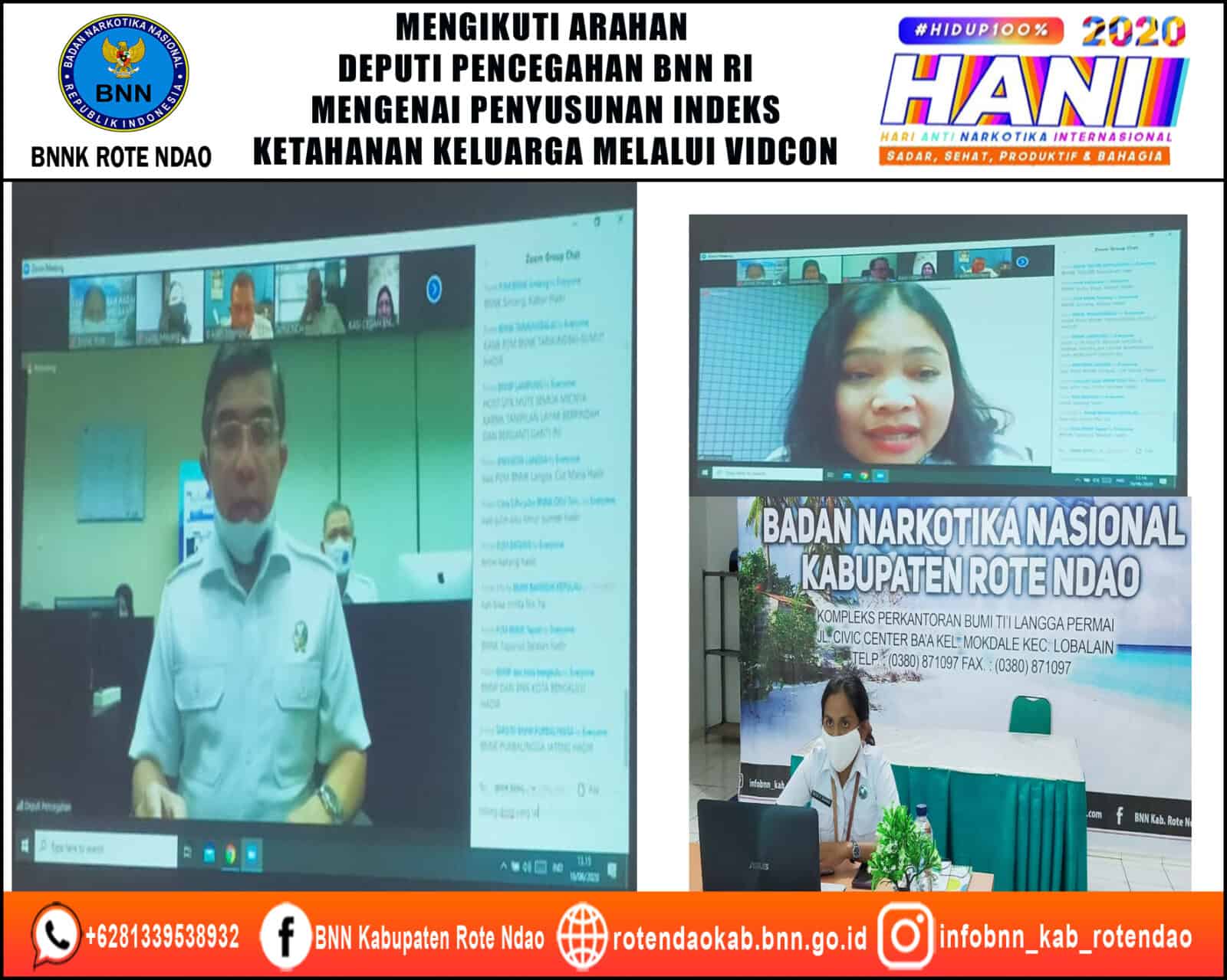 Mengikuti Arahan Deputi Pencegahan BNN RI Mengenai Penyusunan Indeks Ketahanan Keluarga Melalui Vidcon Mengikuti Arahan Deputi Pencegahan BNN RI Mengenai Penyusunan Indeks Ketahanan Keluarga Melalui Vidcon