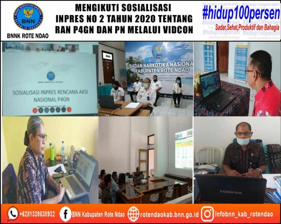Kepala BNNK Rote Ndao dan Pimpinan OPD Mengikuti Sosialisasi INPRES Nomor 2 Tahun 2020 oleh BNN RI di Zona Indonesia Bagian Tengah Melalui Vidcon