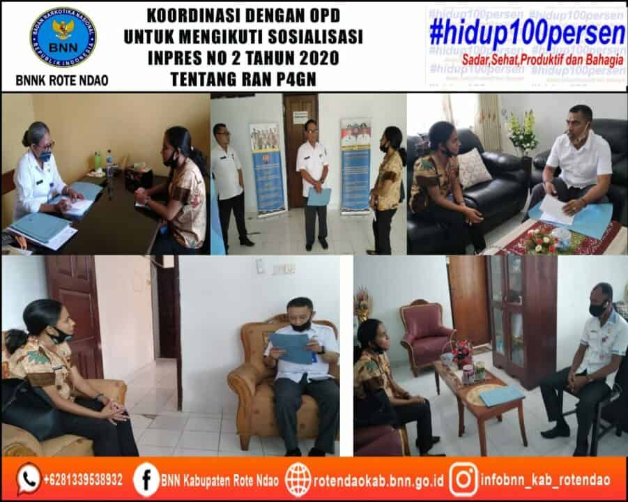Koordinasi Dengan OPD Kabupaten Untuk Mengikuti Sosialisasi Inpres Nomor 2 Tahun 2020 tentang RAN P4GN dan PN
