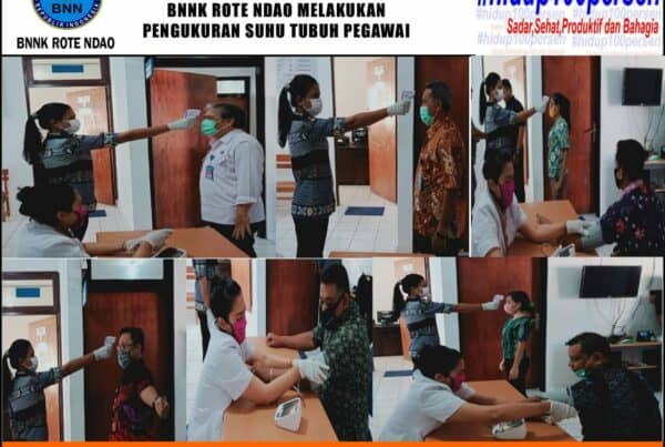 Deteksi Dini Penyebaran Virus Covid-19 di Masa Adaptasi Kebiasaan Baru, BNNK Rote Ndao Melakukan Pengukuran Suhu Tubuh Pegawai