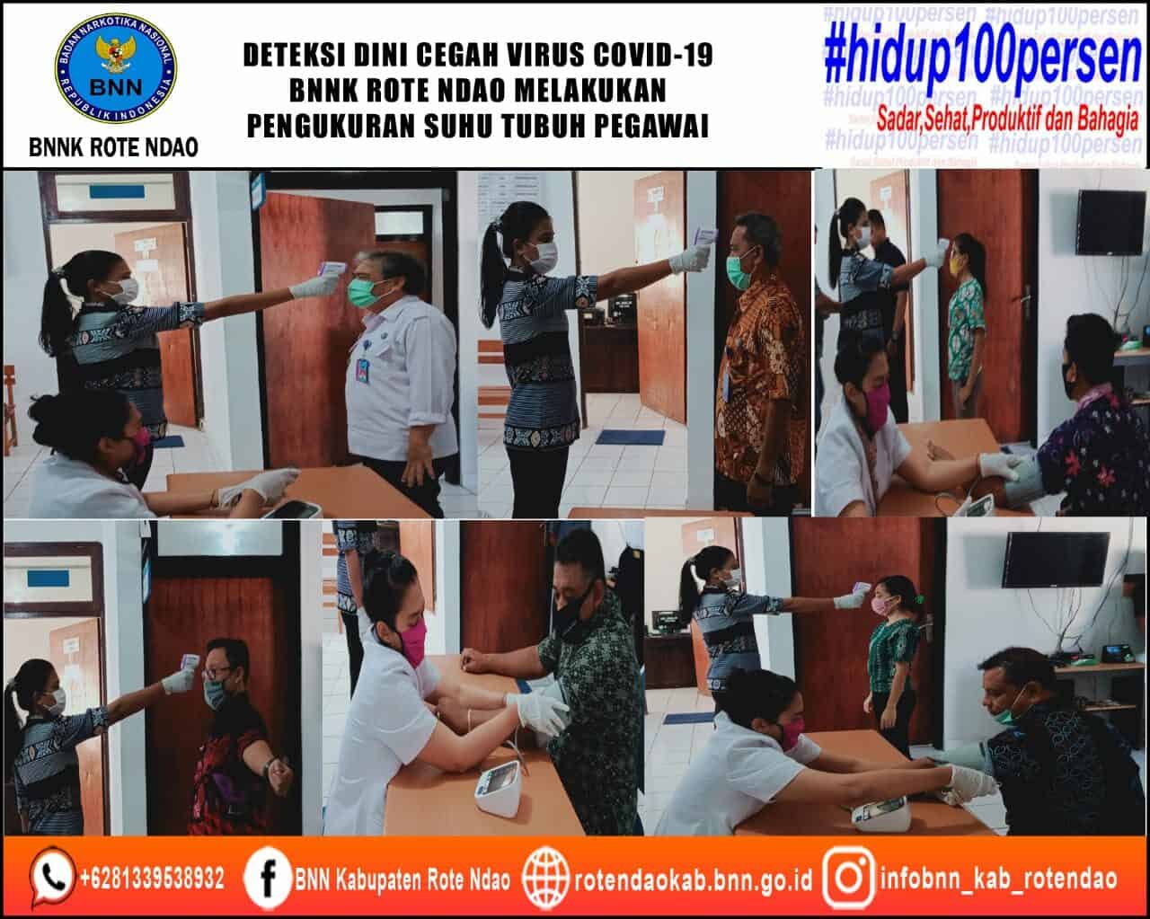 Deteksi Dini Penyebaran Virus Covid-19 di Masa Adaptasi Kebiasaan Baru, BNNK Rote Ndao Melakukan Pengukuran Suhu Tubuh Pegawai Deteksi Dini Penyebaran Virus Covid-19 di Masa Adaptasi Kebiasaan Baru, BNNK Rote Ndao Melakukan Pengukuran Suhu Tubuh Pegawai