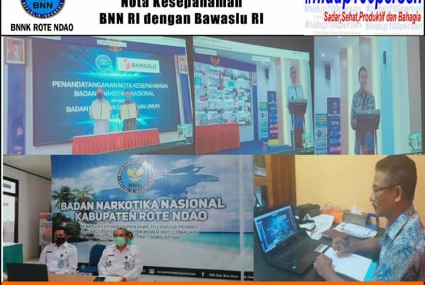 Mengikuti Penandatanganan Nota Kesepahaman Antara Badan Narkotika Nasional dengan Badan Pengawas Pemilihan Umum RI Melalui Video Conference.