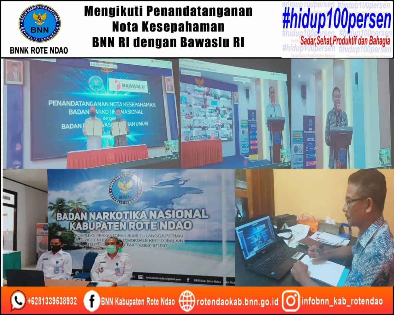 Mengikuti Penandatanganan Nota Kesepahaman Antara Badan Narkotika Nasional dengan Badan Pengawas Pemilihan Umum RI Melalui Video Conference. Mengikuti Penandatanganan Nota Kesepahaman Antara Badan Narkotika Nasional dengan Badan Pengawas Pemilihan Umum RI Melalui Video Conference.