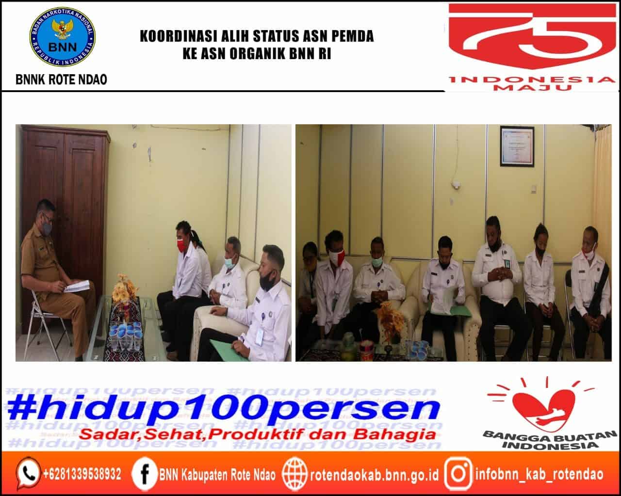 Koordinasi dengan Kepala Badan Kepegawaian, Pendidikan dan Pelatihan Kabupaten Rote Ndao Terkait Alih Status ASN Pemda ke ASN BNN RI Koordinasi dengan Kepala Badan Kepegawaian, Pendidikan dan Pelatihan Kabupaten Rote Ndao Terkait Alih Status ASN Pemda ke ASN BNN RI