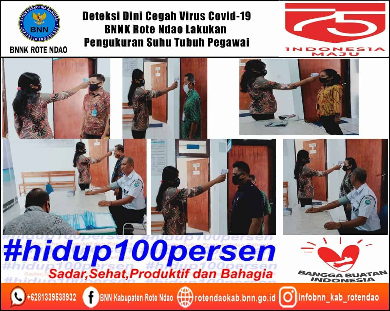 Deteksi Dini Penyebaran Virus Covid-19 di Masa Adaptasi Kebiasaan Baru, BNNK Rote Ndao Melakukan Pengukuran Suhu Tubuh Pegawai Deteksi Dini Penyebaran Virus Covid-19 di Masa Adaptasi Kebiasaan Baru, BNNK Rote Ndao Melakukan Pengukuran Suhu Tubuh Pegawai