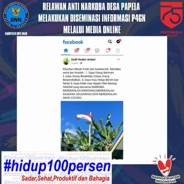 Relawan Anti Narkoba Desa Papela Rote Timur Melakukan Diseminasi Informasi P4GN Melalui Media Online