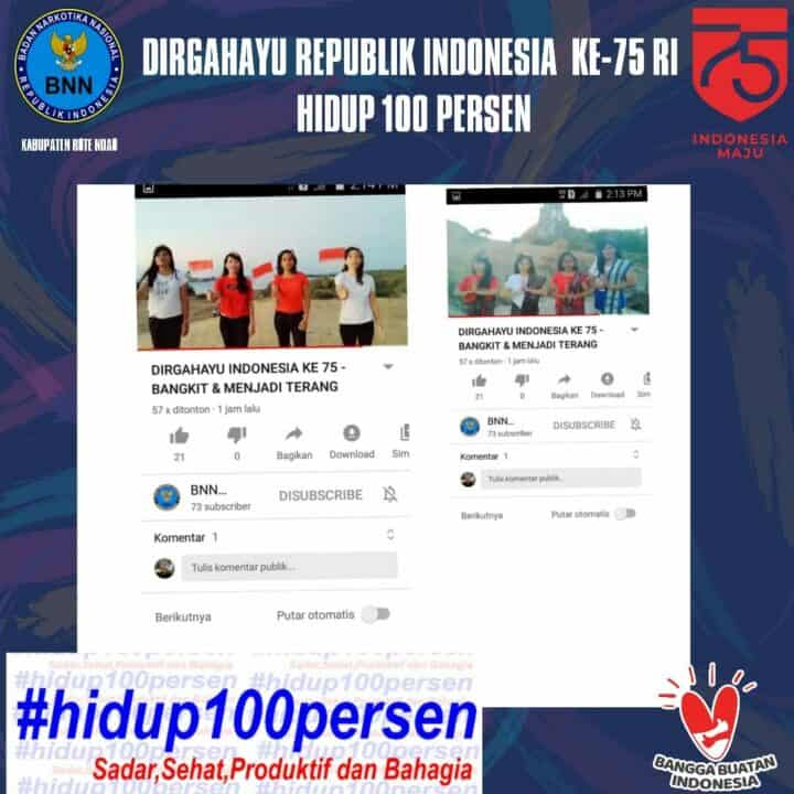 Dirgahayu Republik Indonesia Hidup100 persen sadar, sehat, produktif dan bahagia