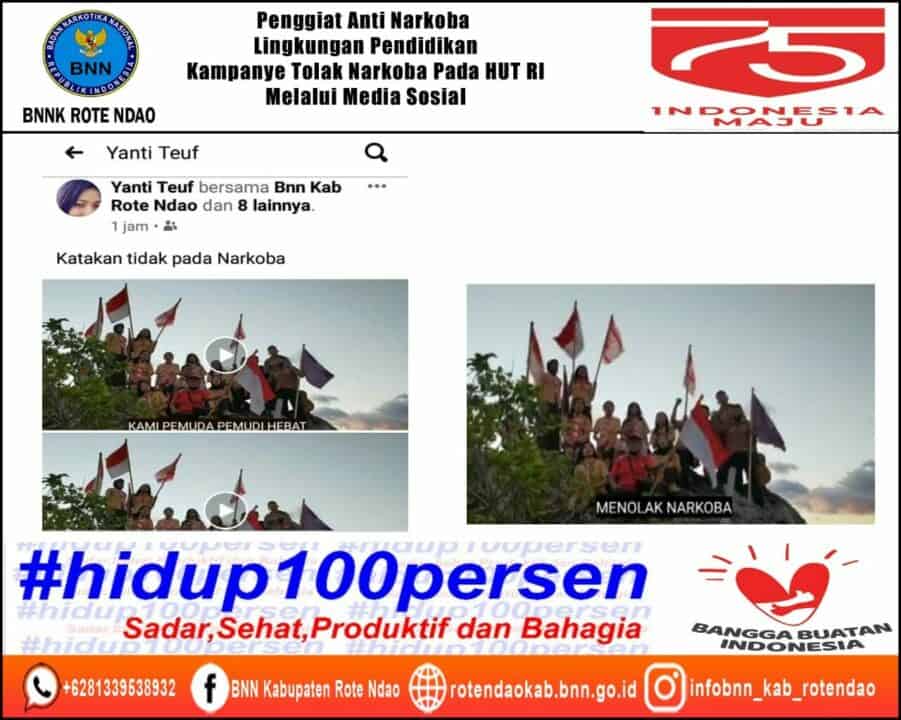 Penggiat Anti Narkoba Lingkungan Pendidikan Melakukan Kampenye Menolak Narkoba Pada HUT RI, Melalui Media Online