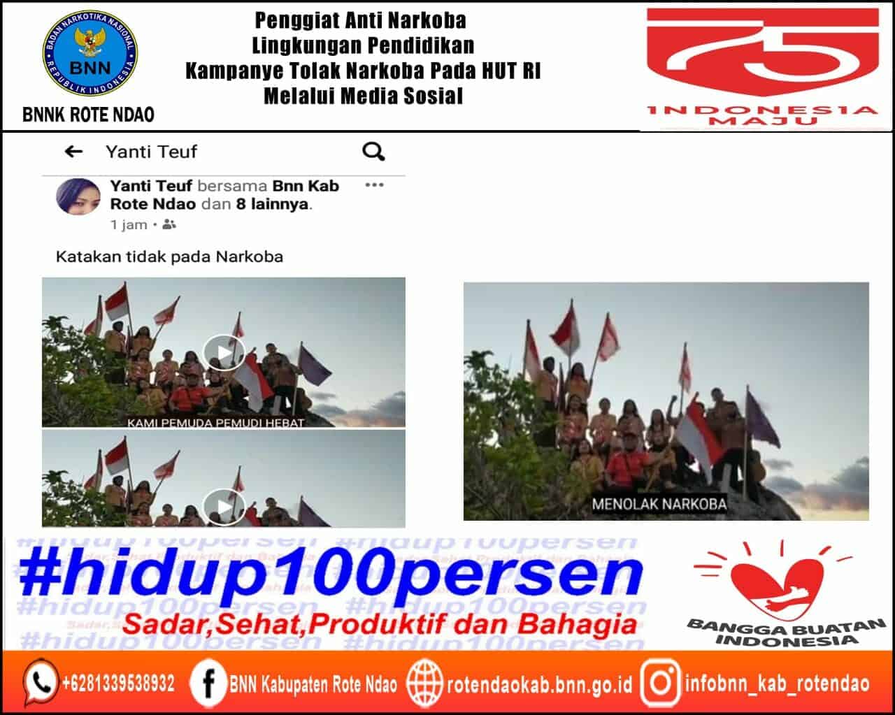 Penggiat Anti Narkoba Lingkungan Pendidikan Melakukan Kampenye Menolak Narkoba Pada HUT RI, Melalui Media Online Penggiat Anti Narkoba Lingkungan Pendidikan Melakukan Kampenye Menolak Narkoba Pada HUT RI, Melalui Media Online