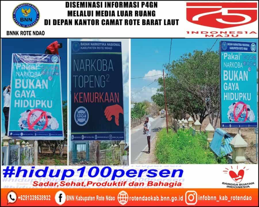 Diseminasi Informasi P4GN Melalui Media Luar Ruang di Depan Kantor Camat Rote Barat Laut
