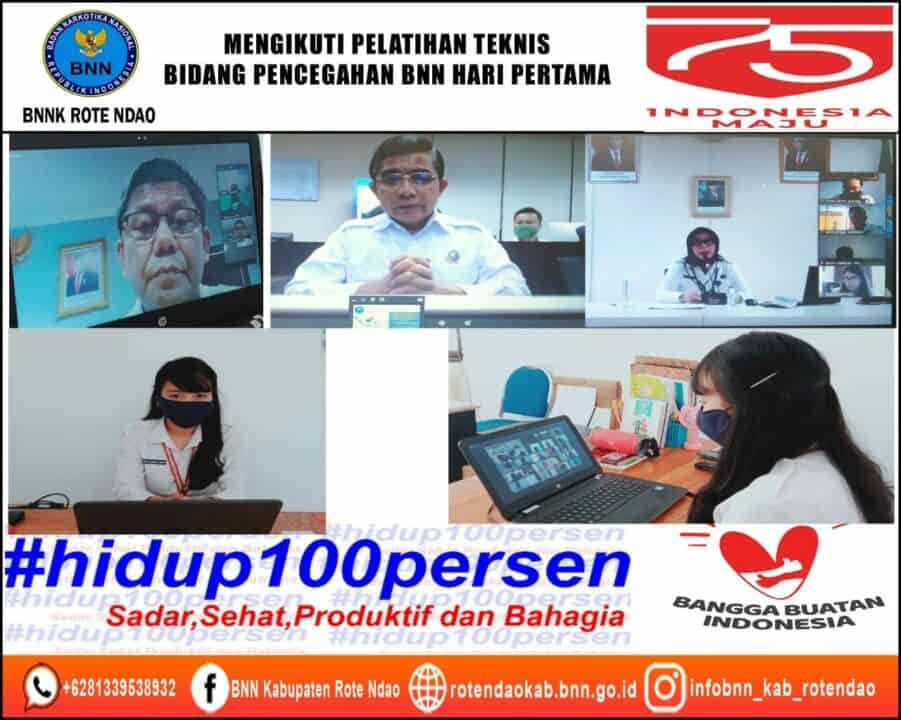 Mengikuti Kegiatan Pelatihan Teknis Bidang Pencegahan BNN secara Virtual (Distance Learning) Hari Ke-1 (Satu)