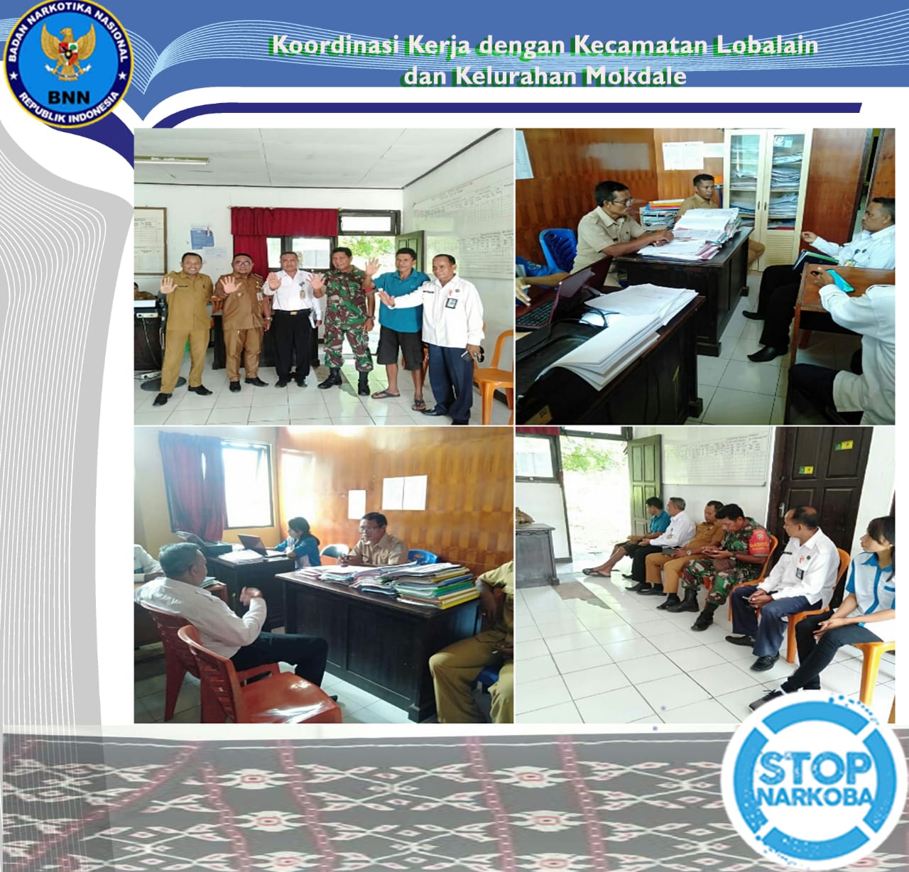 Koordinasi dan Komunikasi Kerja Dengan Kecamatan Lobalain dan Kelurahan Mokdale Tentang Rehabilitasi dengan Konsep Pemulihan Berbasis Masyarakat Koordinasi dan Komunikasi Kerja Dengan Kecamatan Lobalain dan Kelurahan Mokdale Tentang Rehabilitasi dengan Konsep Pemulihan Berbasis Masyarakat