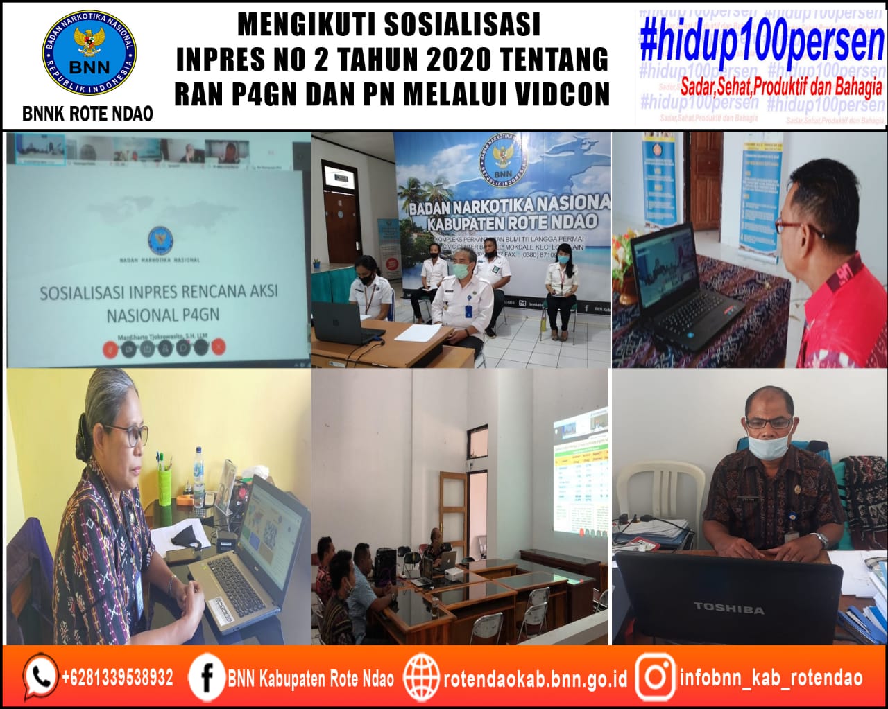 Kepala BNNK Rote Ndao dan Pimpinan OPD Mengikuti Sosialisasi INPRES Nomor 2 Tahun 2020 oleh BNN RI di Zona Indonesia Bagian Tengah Melalui Vidcon Kepala BNNK Rote Ndao dan Pimpinan OPD Mengikuti Sosialisasi INPRES Nomor 2 Tahun 2020 oleh BNN RI di Zona Indonesia Bagian Tengah Melalui Vidcon