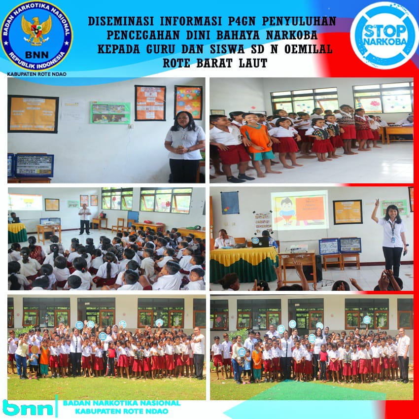 Diseminasi Informasi P4GN melalui Penyuluhan Pencegahan Dini Bahaya Narkoba kepada Guru dan Siswa SD Negeri Oemilal Rote Barat Laut Diseminasi Informasi P4GN melalui Penyuluhan Pencegahan Dini Bahaya Narkoba kepada Guru dan Siswa SD Negeri Oemilal Rote Barat Laut