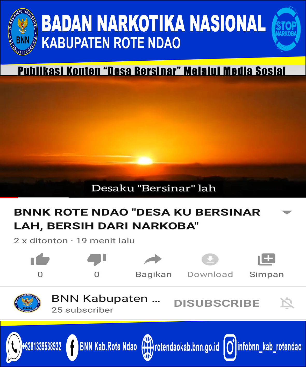 Publikasi Konten Desa Bersinar Melalui Akun Media Sosial BNNK Rote Ndao Publikasi Konten Desa Bersinar Melalui Akun Media Sosial BNNK Rote Ndao