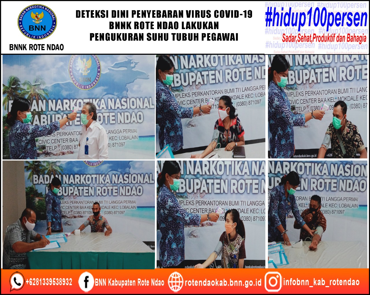Deteksi Dini Penyebaran Virus Covid-19, BNNK Rote Ndao Melakukan Pengukuran Suhu Tubuh Pegawai Deteksi Dini Penyebaran Virus Covid-19, BNNK Rote Ndao Melakukan Pengukuran Suhu Tubuh Pegawai
