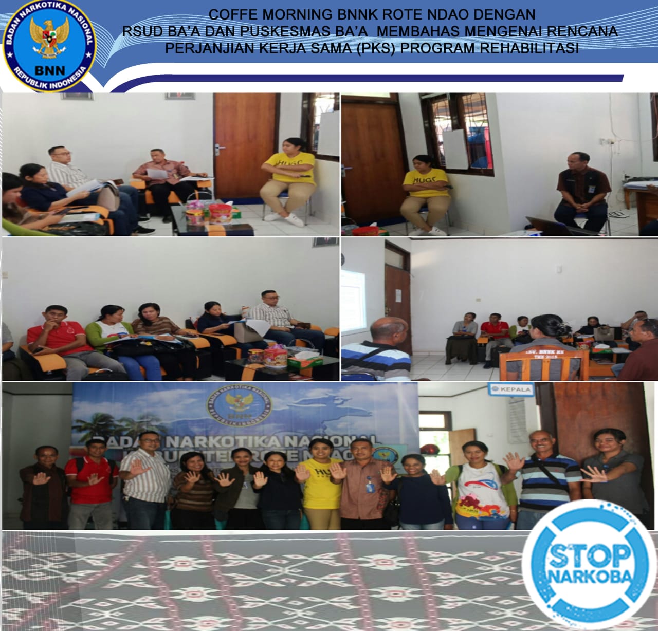 Coffe Morning BNNK Rote dengan RSUD Ba'a dan Puskesmas Ba'a membahas mengenai draft rencana Perjanjian Kerja Sama (PKS) LRIP untuk Program Rehabilitasi Coffe Morning BNNK Rote dengan RSUD Ba'a dan Puskesmas Ba'a membahas mengenai draft rencana Perjanjian Kerja Sama (PKS) LRIP untuk Program Rehabilitasi