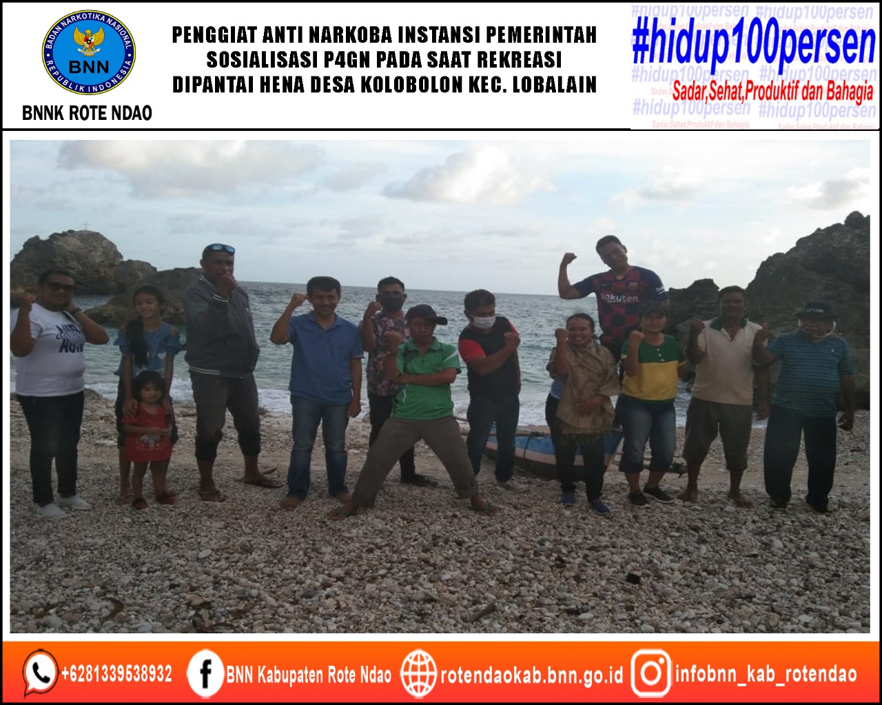Penggiat Anti Narkoba Instansi Pemerintah Dinas Kelautan dan Perikanan Kabupaten Rote Ndao Melakukan Sosialisasi Bahaya Narkoba pada saat Rekreasi di Pantai Hena Desa Kolobolon Kecematan Lobalain Penggiat Anti Narkoba Instansi Pemerintah Dinas Kelautan dan Perikanan Kabupaten Rote Ndao Melakukan Sosialisasi Bahaya Narkoba pada saat Rekreasi di Pantai Hena Desa Kolobolon Kecematan Lobalain
