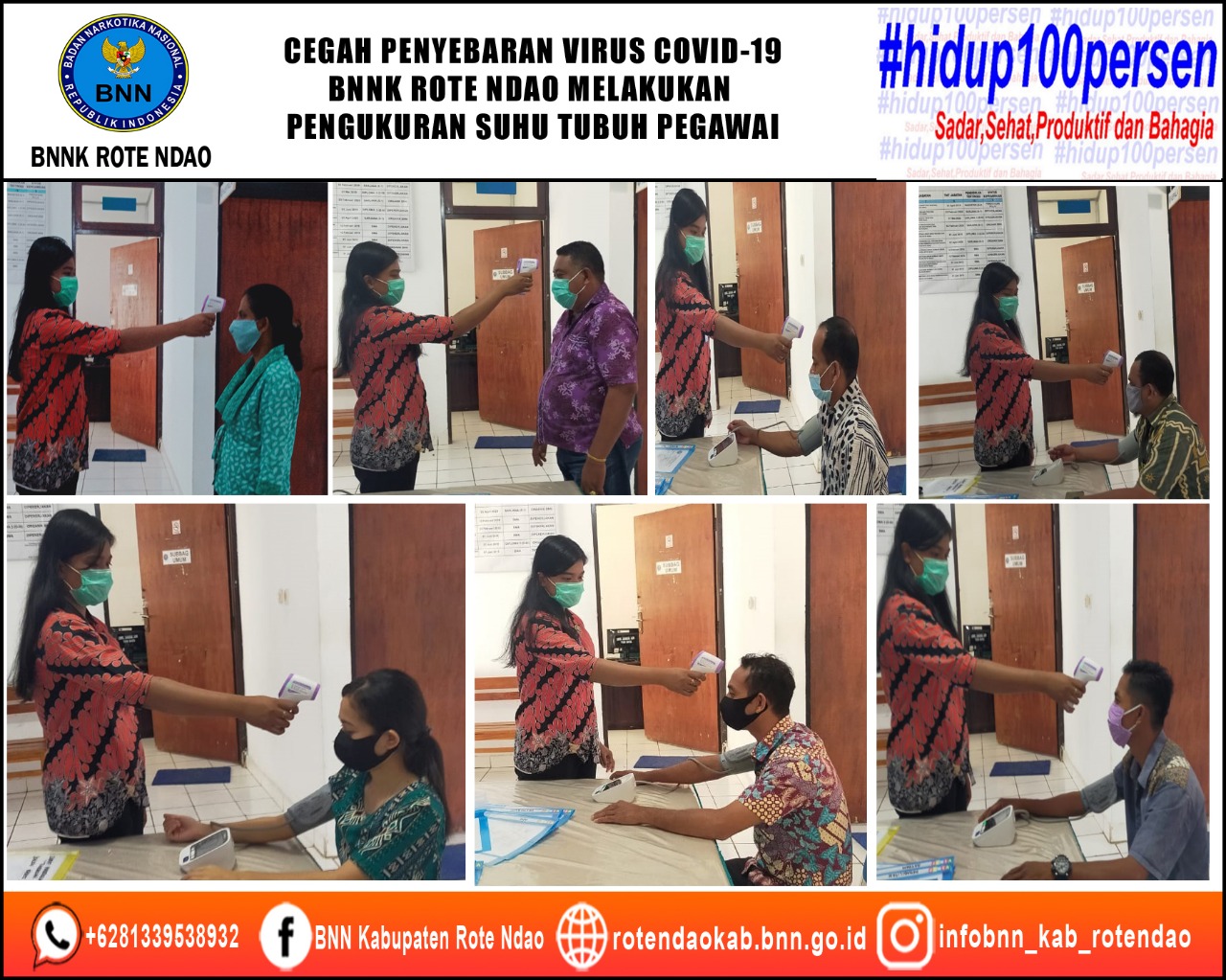Deteksi Dini Penyebaran Virus Covid-19, BNNK Rote Ndao Melakukan Pengukuran Suhu Tubuh Pegawai Deteksi Dini Penyebaran Virus Covid-19, BNNK Rote Ndao Melakukan Pengukuran Suhu Tubuh Pegawai