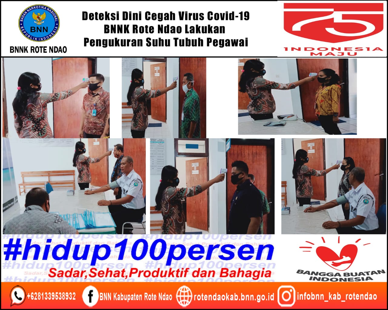 Deteksi Dini Penyebaran Virus Covid-19 di Masa Adaptasi Kebiasaan Baru, BNNK Rote Ndao Melakukan Pengukuran Suhu Tubuh Pegawai Deteksi Dini Penyebaran Virus Covid-19 di Masa Adaptasi Kebiasaan Baru, BNNK Rote Ndao Melakukan Pengukuran Suhu Tubuh Pegawai