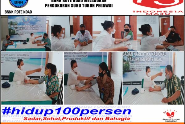 Deteksi Dini Penyebaran Virus Covid-19 di Masa Adaptasi Kebiasaan Baru, BNNK Rote Ndao Melakukan Pengukuran Suhu Tubuh Pegawai