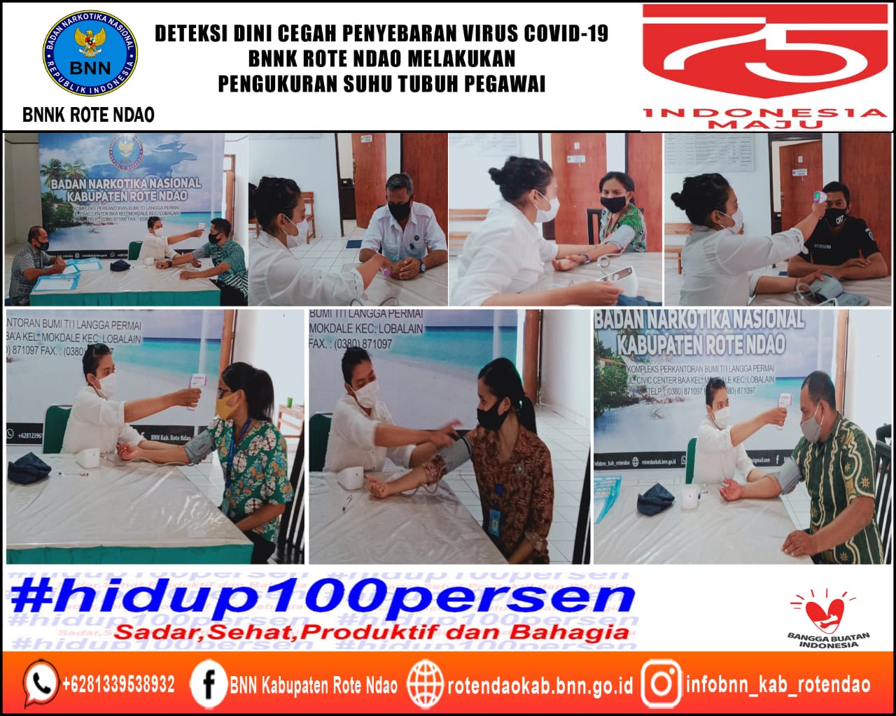 Deteksi Dini Penyebaran Virus Covid-19 di Masa Adaptasi Kebiasaan Baru, BNNK Rote Ndao Melakukan Pengukuran Suhu Tubuh Pegawai Deteksi Dini Penyebaran Virus Covid-19 di Masa Adaptasi Kebiasaan Baru, BNNK Rote Ndao Melakukan Pengukuran Suhu Tubuh Pegawai
