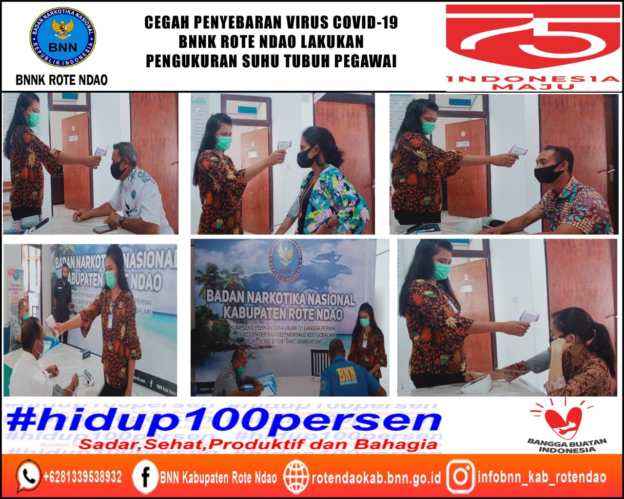 Deteksi Dini Penyebaran Virus Covid-19, BNNK Rote Ndao Melakukan Pengukuran Suhu Tubuh Pegawai Deteksi Dini Penyebaran Virus Covid-19, BNNK Rote Ndao Melakukan Pengukuran Suhu Tubuh Pegawai