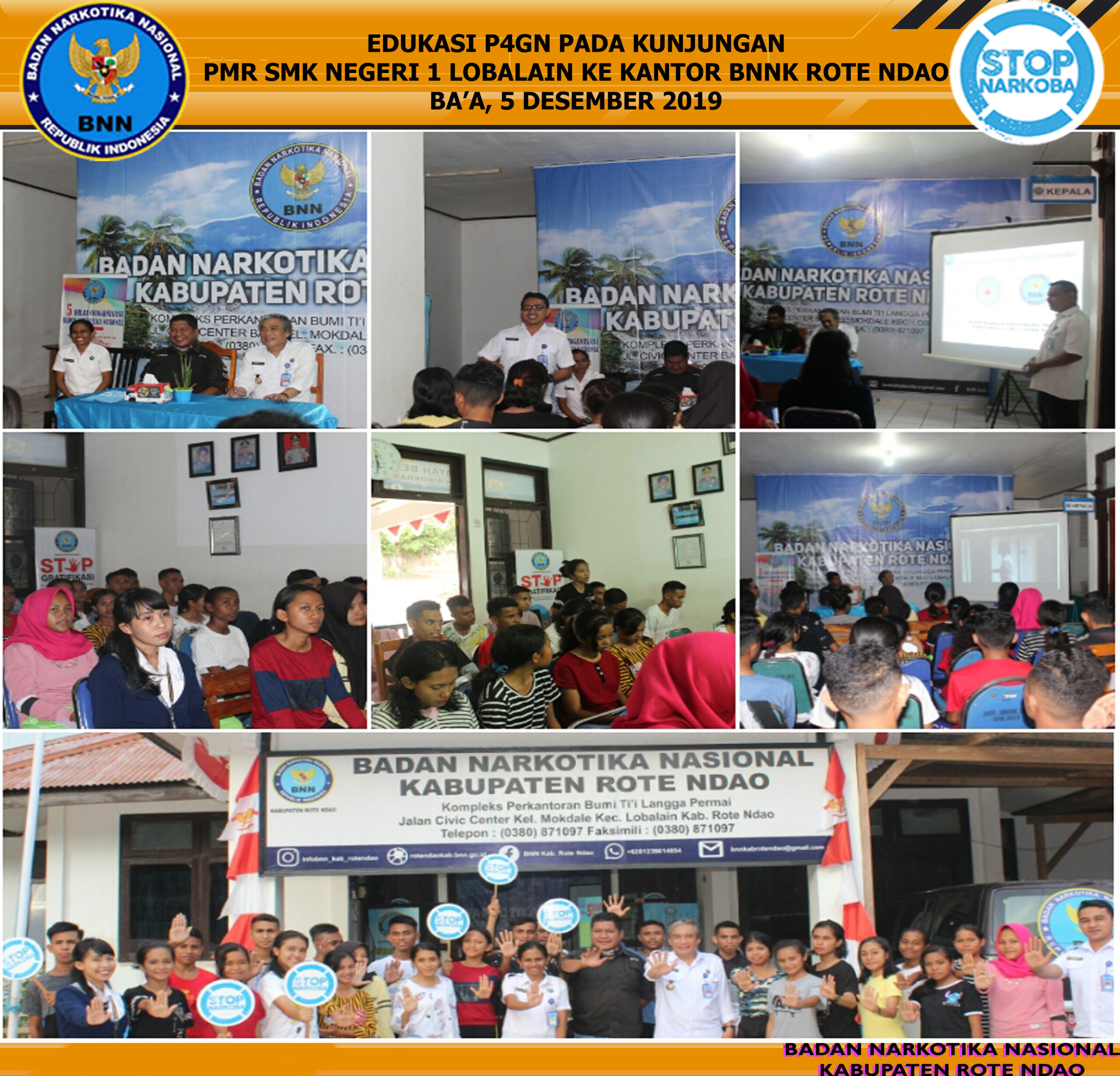 Edukasi P4GN pada Kunjungan PMR SMK Negeri 1 Lobalain ke Kantor BNNK Rote Ndao. Edukasi P4GN pada Kunjungan PMR SMK Negeri 1 Lobalain ke Kantor BNNK Rote Ndao.
