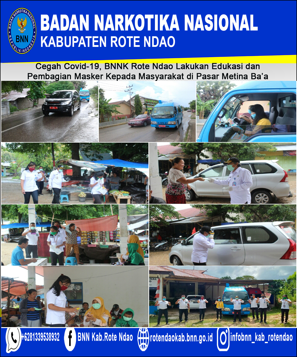Cegah Covid - 19, BNNK Rote Ndao Melakukan Edukasi dan Pembagian Masker kepada masyarakat di pasar metina ba'a Cegah Covid - 19, BNNK Rote Ndao Melakukan Edukasi dan Pembagian Masker kepada masyarakat di pasar metina ba'a