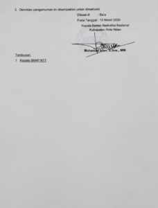 Pengumuman Tentang Hasil Seleksi Akhir Penerimaan Tenaga Kerja Kontrak (TKK) di Lingkungan Badan Narkotika Nasional Kabupaten Rote Ndao Tahun Anggaran 2020