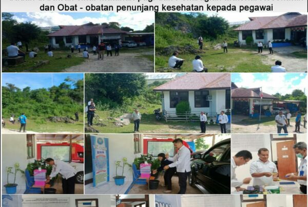 Mencegah Covid - 19, BNNK Rote Ndao Melaksanakan aksi Jemur badan dibawah sinar matahari pagi dan pembagian material kesehatan dan obat-obatan penunjang kesehatan kepada pegawai