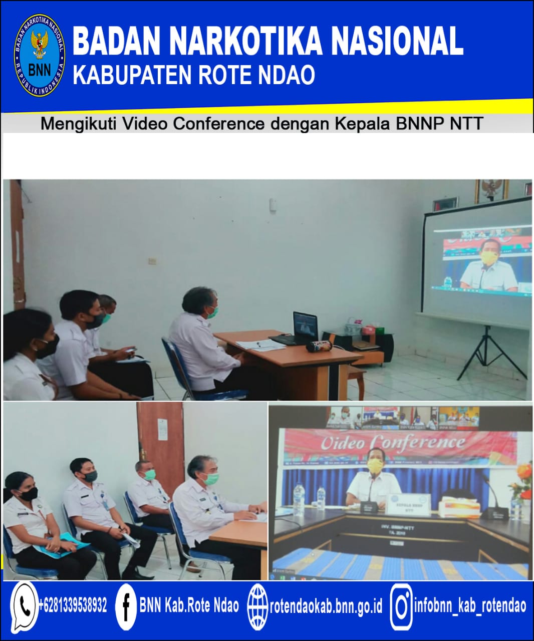 Kegiatan Video Conference dengan Kepala BNNP NTT Jajaran tentang Penanganan Covid-19 dan Pelaksanaan Program P4GN Kegiatan Video Conference dengan Kepala BNNP NTT Jajaran tentang Penanganan Covid-19 dan Pelaksanaan Program P4GN