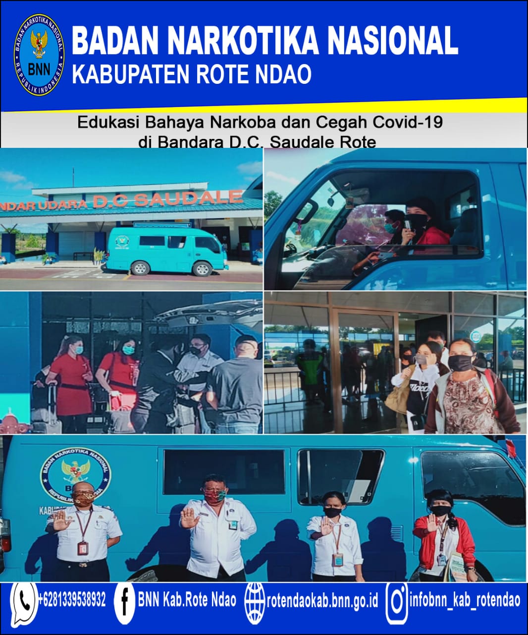 Edukasi Bahaya Narkoba dan Cegah Covid-19 di Bandara D.C. Saudale Rote Edukasi Bahaya Narkoba dan Cegah Covid-19 di Bandara D.C. Saudale Rote