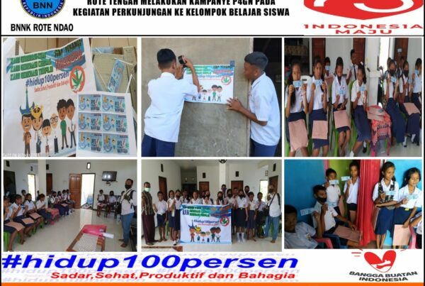 Penggiat Anti Narkoba Lingkungan Pendidikan SMPN 2 Rote Tengah Melakukan Kampanye P4GN Pada Kegiatan Perkunjungan ke kelompok Belajar Siswa