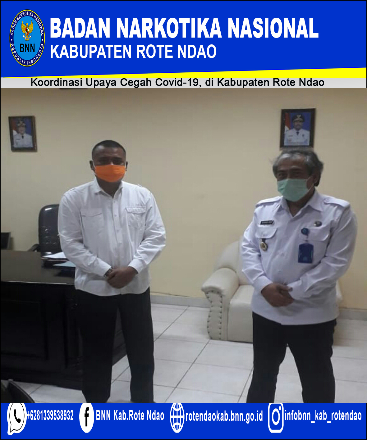 Koordinasi Kepala BNNK Rote Ndao dengan Sekda Kabupaten Rote Ndao untuk lakukan Upaya Cegah Covid-19, di Kabupaten Rote Ndao Koordinasi Kepala BNNK Rote Ndao dengan Sekda Kabupaten Rote Ndao untuk lakukan Upaya Cegah Covid-19, di Kabupaten Rote Ndao