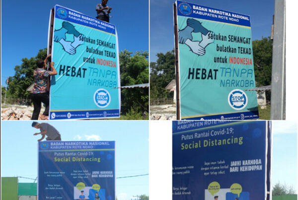 Diseminasi Informasi P4GN Melalui Media Luar Ruang di Depan Kantor Lurah Mokdale Ba'a