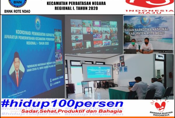 Mengikuti Virtual Meeting Koordinasi Peningkatan Kapasitas Aparatur Pemerintahan Kecamatan Perbatasan Negara Regional I. Tahun 2020