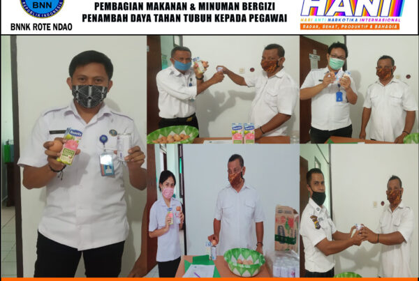 Cegah Covid - 19, BNNK Rote Ndao Melakukan Pembagian Makanan dan Minuman Bergizi Penambah Daya Tahan Tubuh Kepada Pegawai