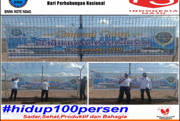 Pemasangan Spanduk Ucapan Selamat Hari Perhubungan Nasional