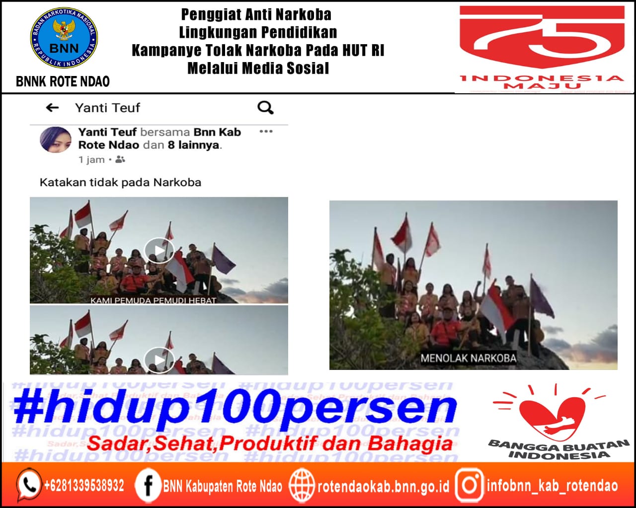 Penggiat Anti Narkoba Lingkungan Pendidikan Melakukan Kampenye Menolak Narkoba Pada HUT RI, Melalui Media Online Penggiat Anti Narkoba Lingkungan Pendidikan Melakukan Kampenye Menolak Narkoba Pada HUT RI, Melalui Media Online