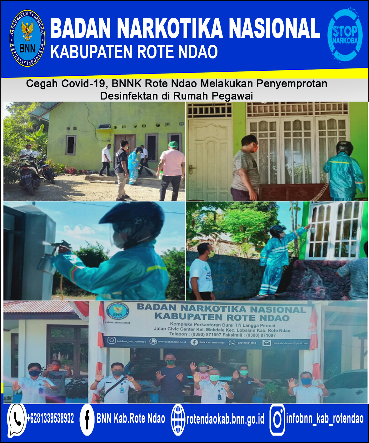 Cegah Covid-19, BNNK Rote Ndao Melakukan Penyemprotan Desinfektan di Rumah Pegawai Cegah Covid-19, BNNK Rote Ndao Melakukan Penyemprotan Desinfektan di Rumah Pegawai