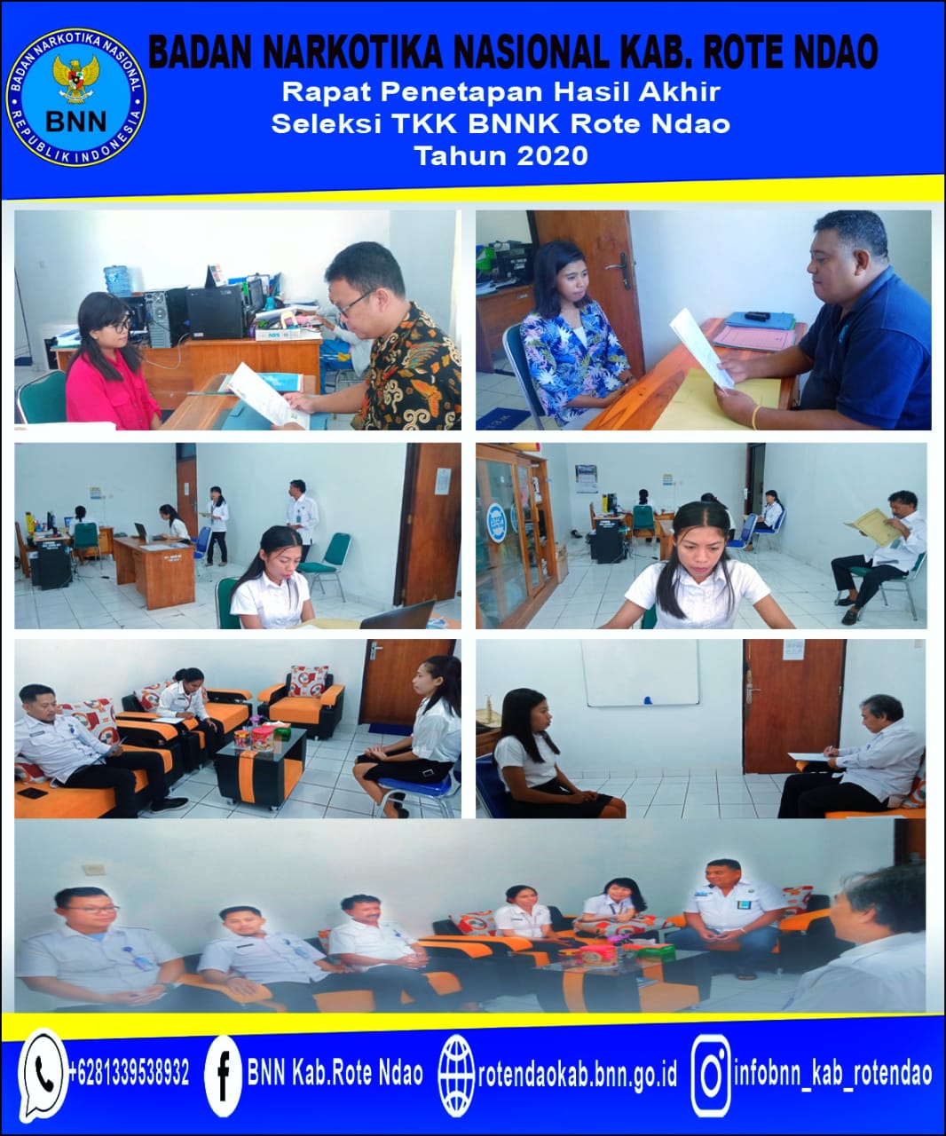 Rapat Penetapan Hasil Akhir Seleksi Penerimaan Tenaga Kerja Kontrak (TKK) BNNK Rote Ndao Tahun 2020 Rapat Penetapan Hasil Akhir Seleksi Penerimaan Tenaga Kerja Kontrak (TKK) BNNK Rote Ndao Tahun 2020